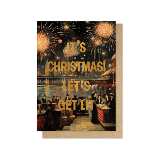 OHFINE184C-East End Prints-Let'S Get Lit-Xmas Card-Oh Fine! Art