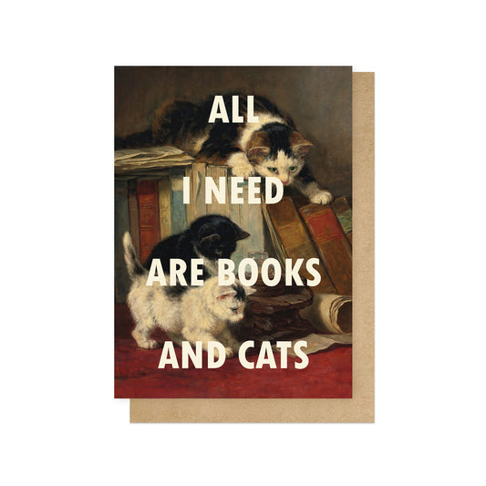 OHFINE194C-East End Prints-Books And Cats-Card-Oh Fine