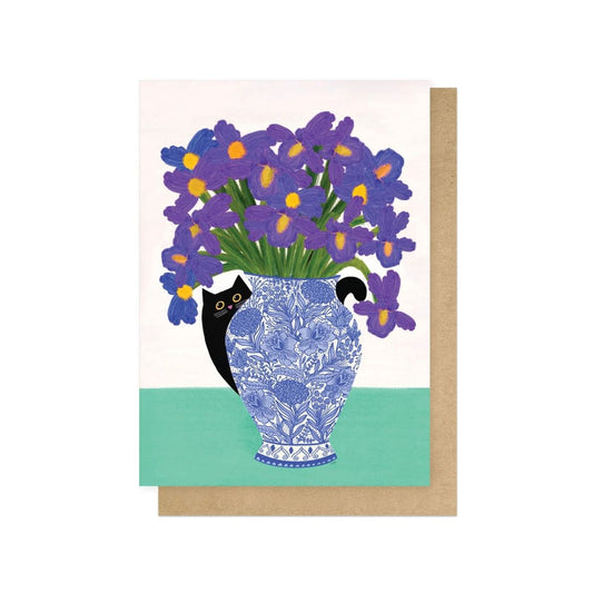 PAPTAI006C-East End Prints-Hiding Cat With Vase-Card-The Paper Tail