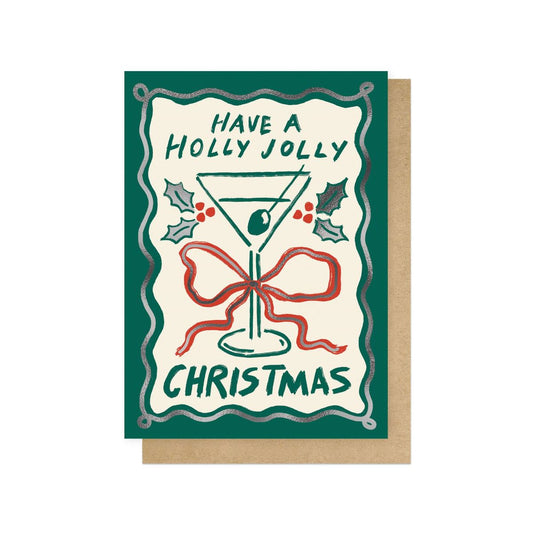 ROSRUS010C-East End Prints-Holly Jolly Christmas-Xmas Card-