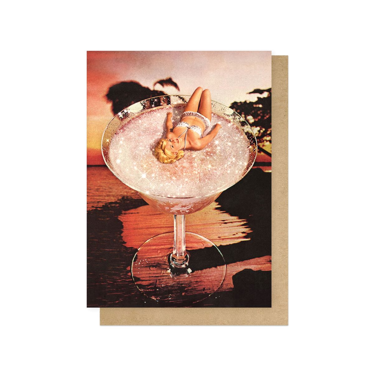 VERART007C-East End Prints-Glitter Pink Margarita-Card-