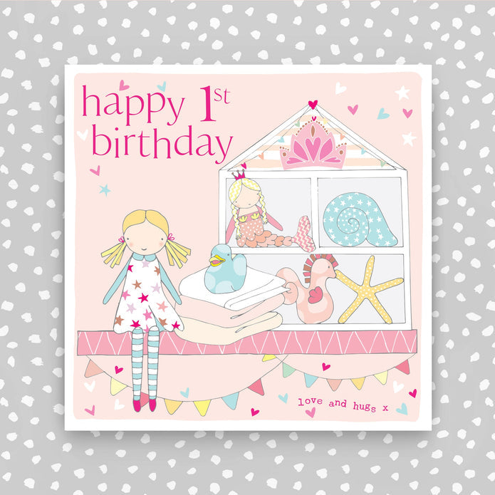 FB208-Molly Mae-Happy 1St Birthday - Pink-Card-Flutter On The Breeze