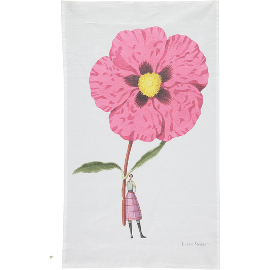 IB007B-Laura Stoddart-Cistus-In Bloom-Tea Towel Linen 48 x 78 cm