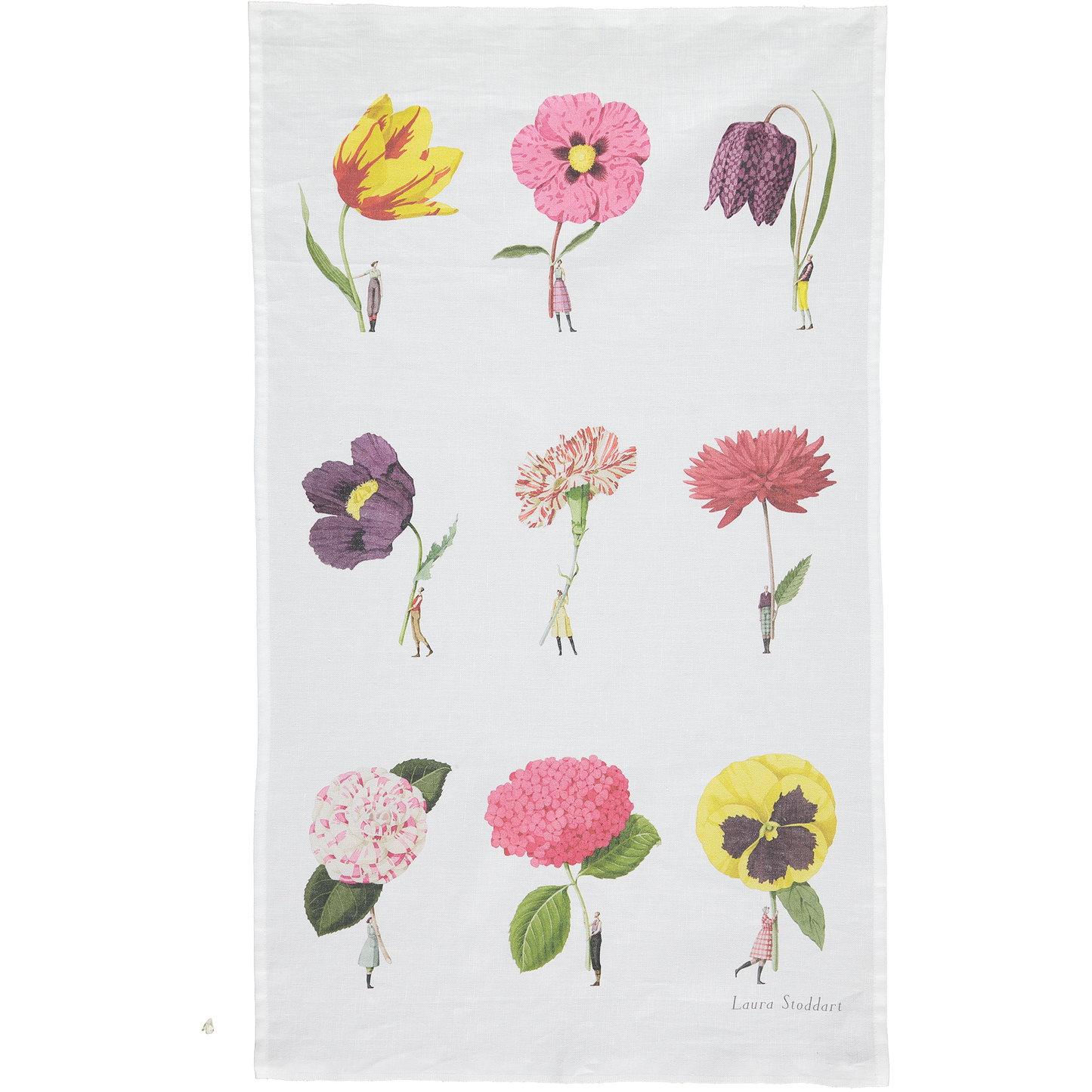 IB007C-Laura Stoddart-Multi Flower-In Bloom-Tea Towel Linen 48 x 78 cm