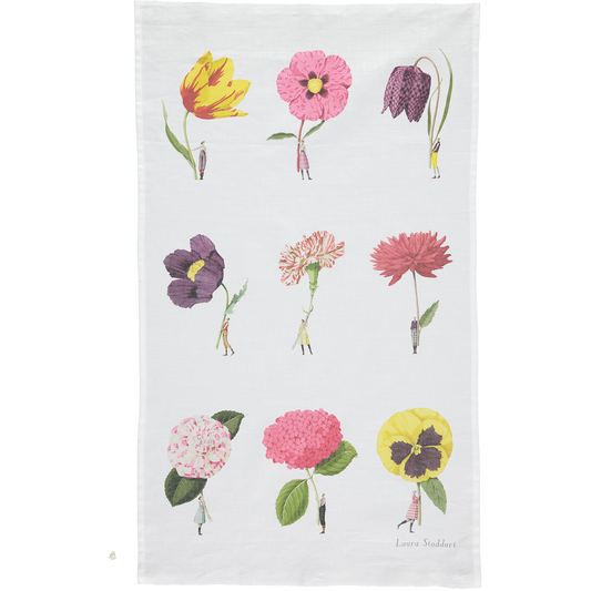 IB007C-Laura Stoddart-Multi Flower-In Bloom-Tea Towel Linen 48 x 78 cm