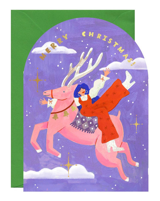 C-C0047-Ickaprint-Reindeer Lady-Xmas Card-