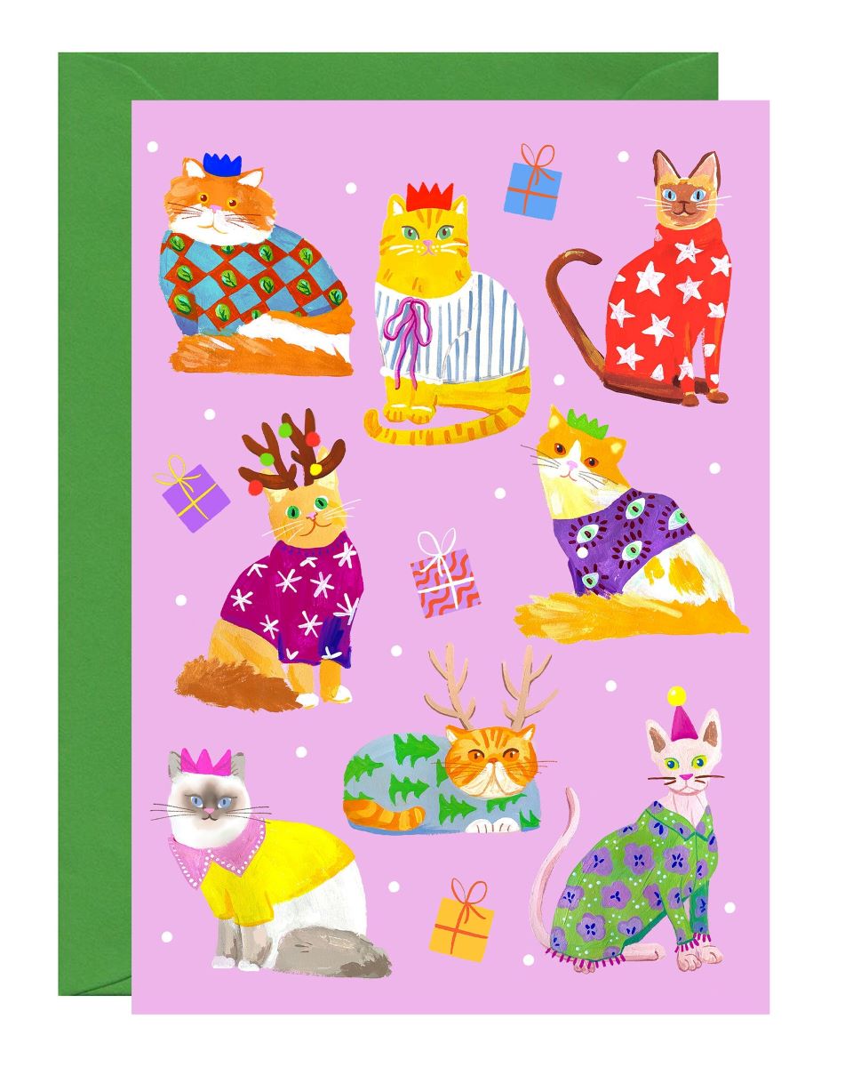 C-C0061-Ickaprint-Christmas Cats-Xmas Card-