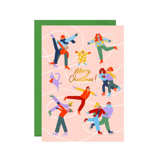 C075-Ickaprint-Ice Skaters-Xmas Card-