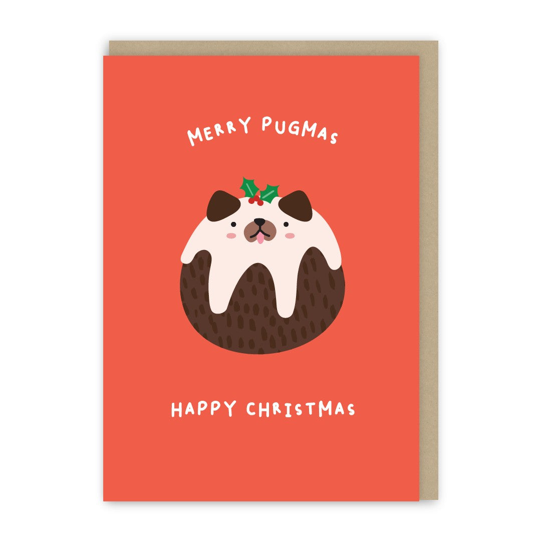 GC182-In Real Life-Merry Pugmas-Xmas Card-Cute Foods