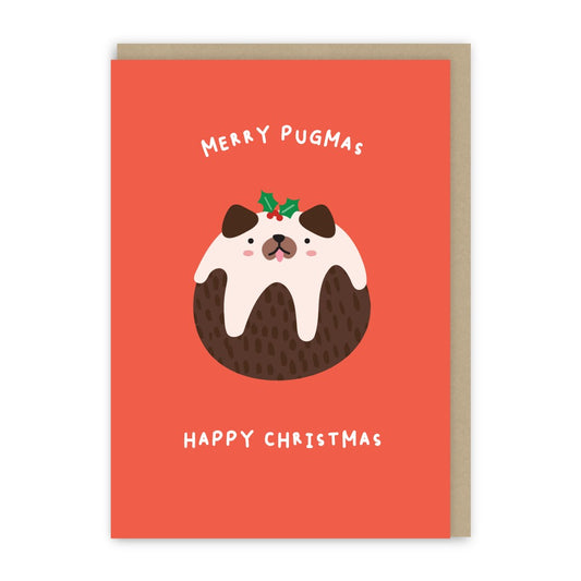 GC182-In Real Life-Merry Pugmas-Xmas Card-Cute Foods