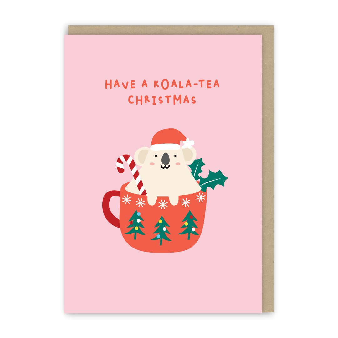 GC183-In Real Life-Koala-Tea-Xmas Card-Cute Foods