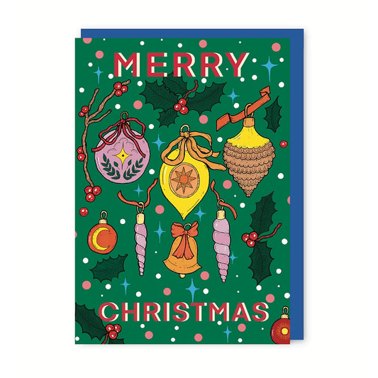 GC195-In Real Life-Baubles-Xmas Card-A Peachy Christmas