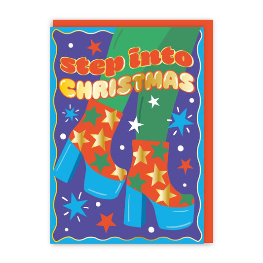 GC223-In Real Life-Step Into Christmas-Xmas Card-To The Disco!