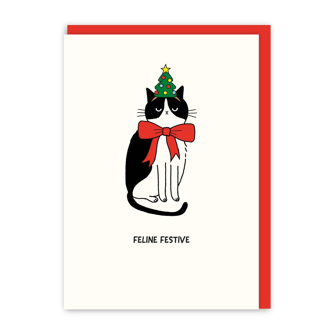 GC225-In Real Life-Feline Festive-Xmas Card-Cat People