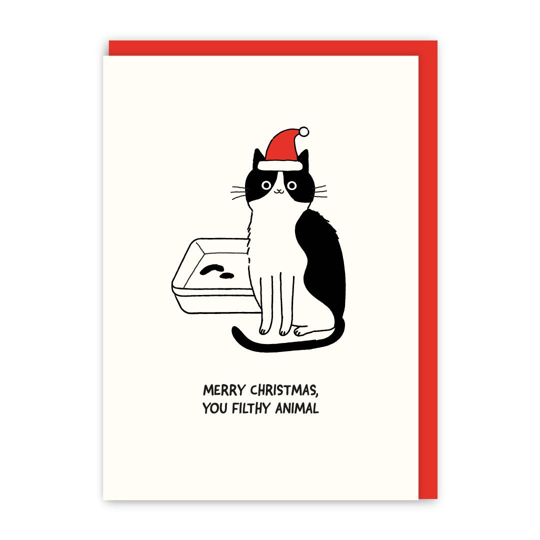 GC229-In Real Life-You Filthy Animal-Xmas Card-Cat People
