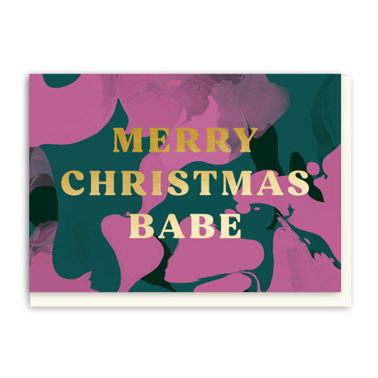 GC243-In Real Life-Merry Christmas Babe-Xmas Card-Moments In Marble