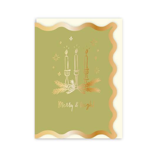 GC347-In Real Life-Merry And Bright Candles-Xmas Card-Merry And Bright