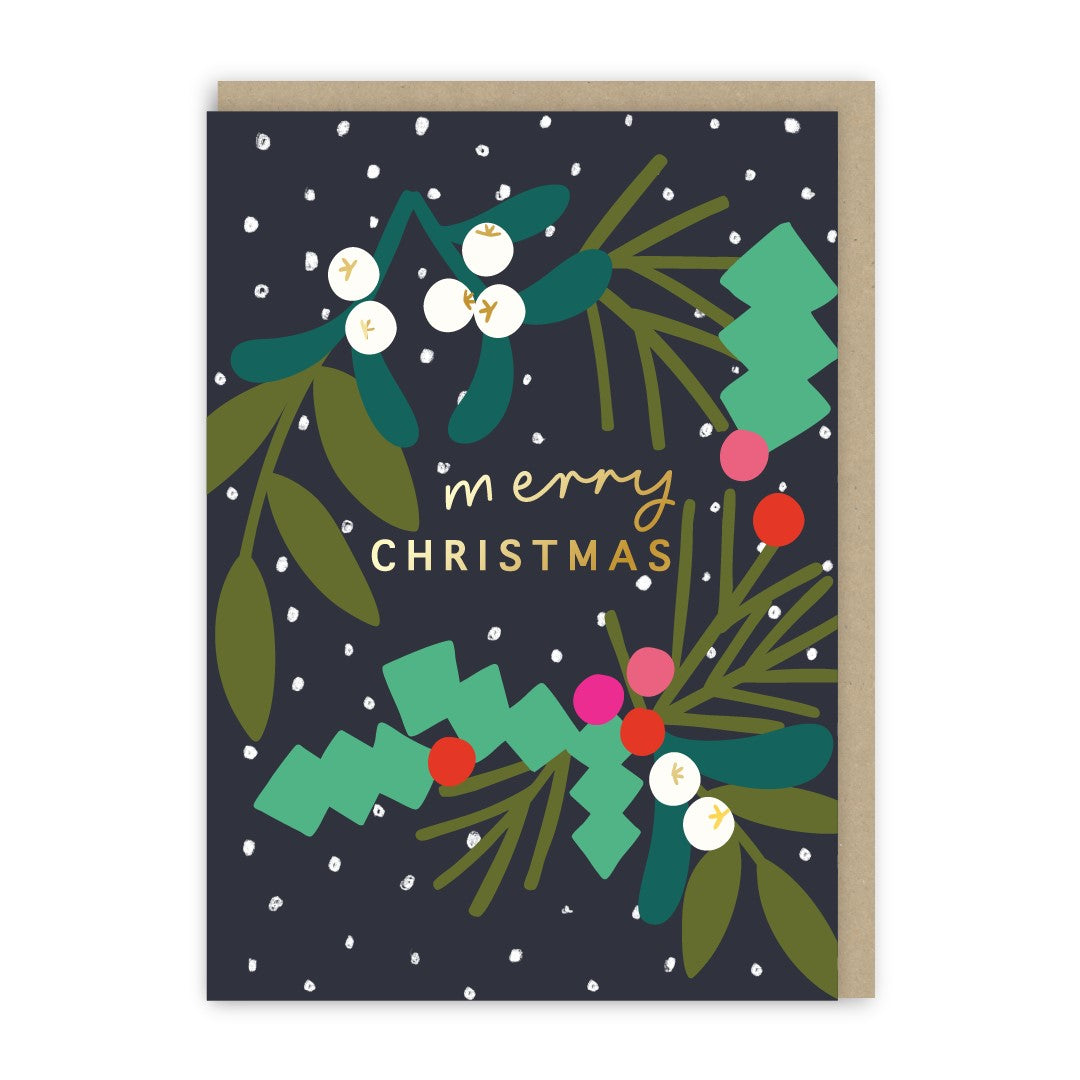 GC413-In Real Life-Merry Christmas Wreath-Xmas Card-Christmas Joy