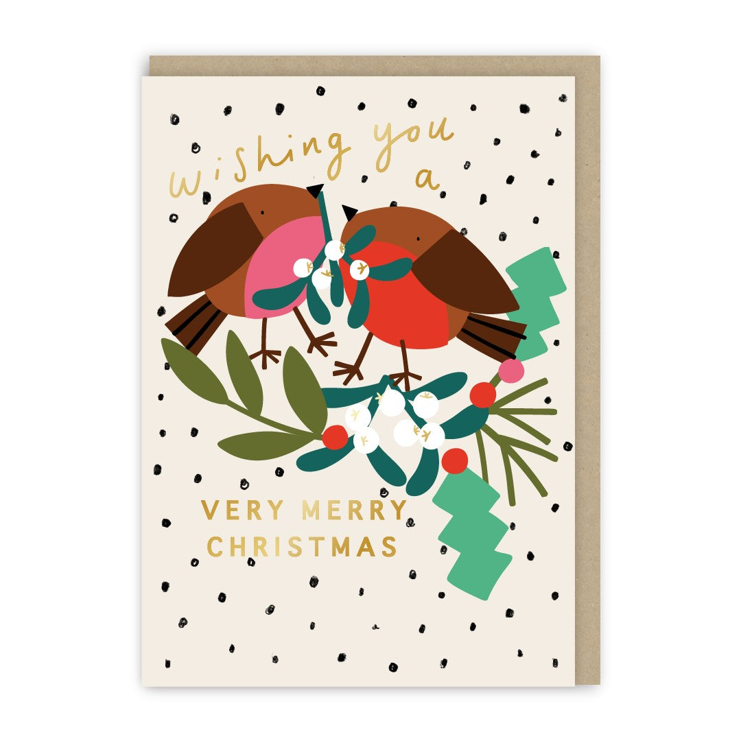 GC416-In Real Life-Very Merry Christmas Robins-Xmas Card-Christmas Joy