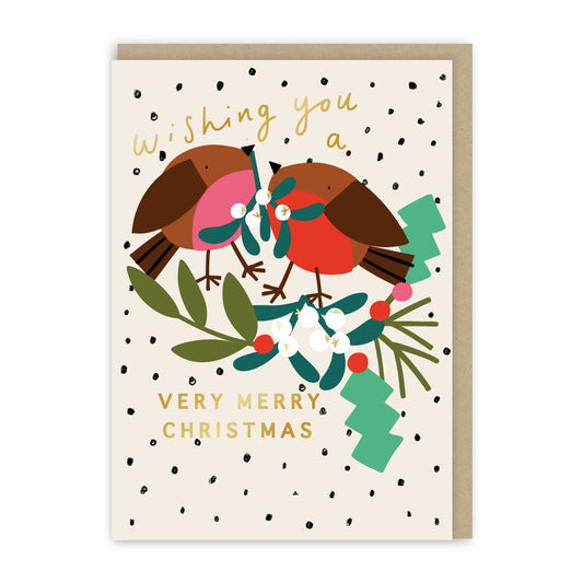 GC416-In Real Life-Very Merry Christmas Robins-Xmas Card-Christmas Joy