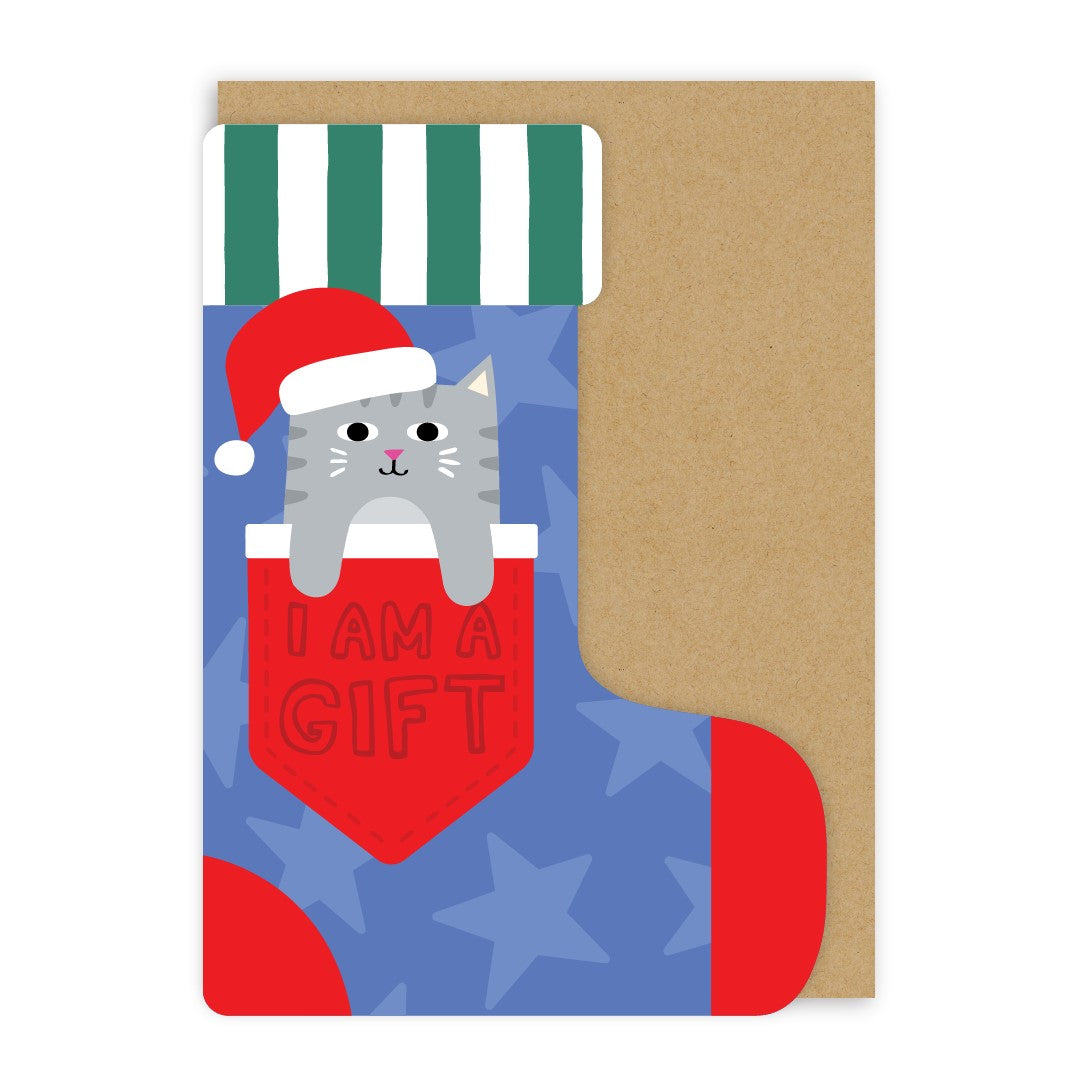 GC427-In Real Life-I'M A Gift Cat-Xmas Card-Merry Little Stockings