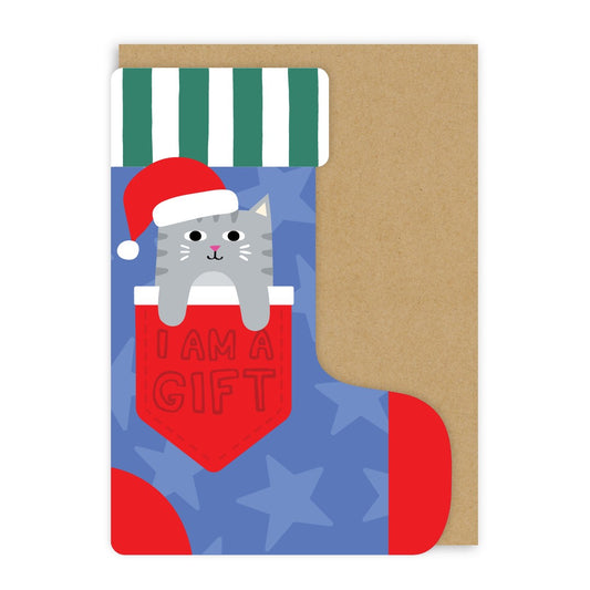 GC427-In Real Life-I'M A Gift Cat-Xmas Card-Merry Little Stockings
