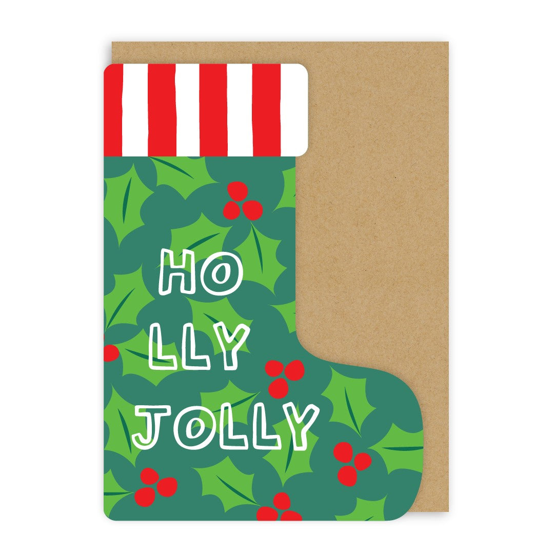 GC432-In Real Life-Holly Jolly-Xmas Card-Merry Little Stockings