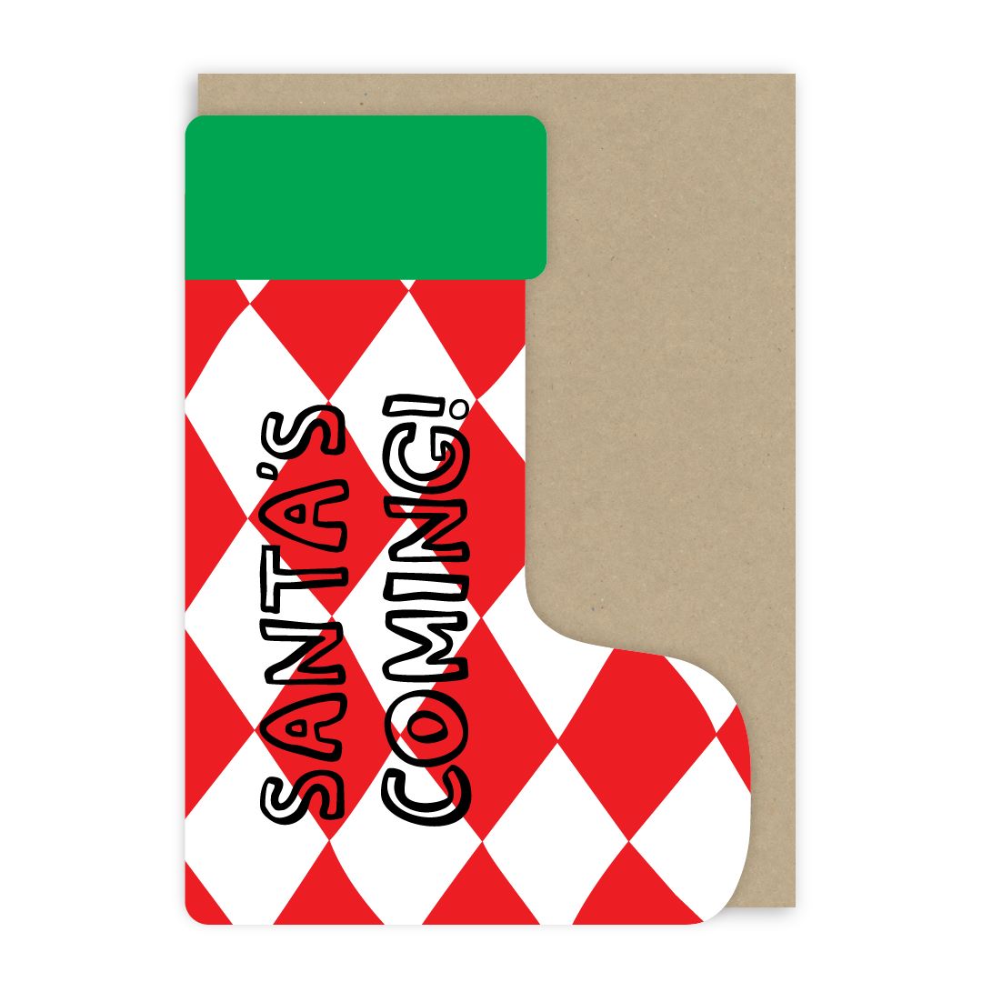 GC433-In Real Life-Santa'S Coming!-Xmas Card-Merry Little Stockings