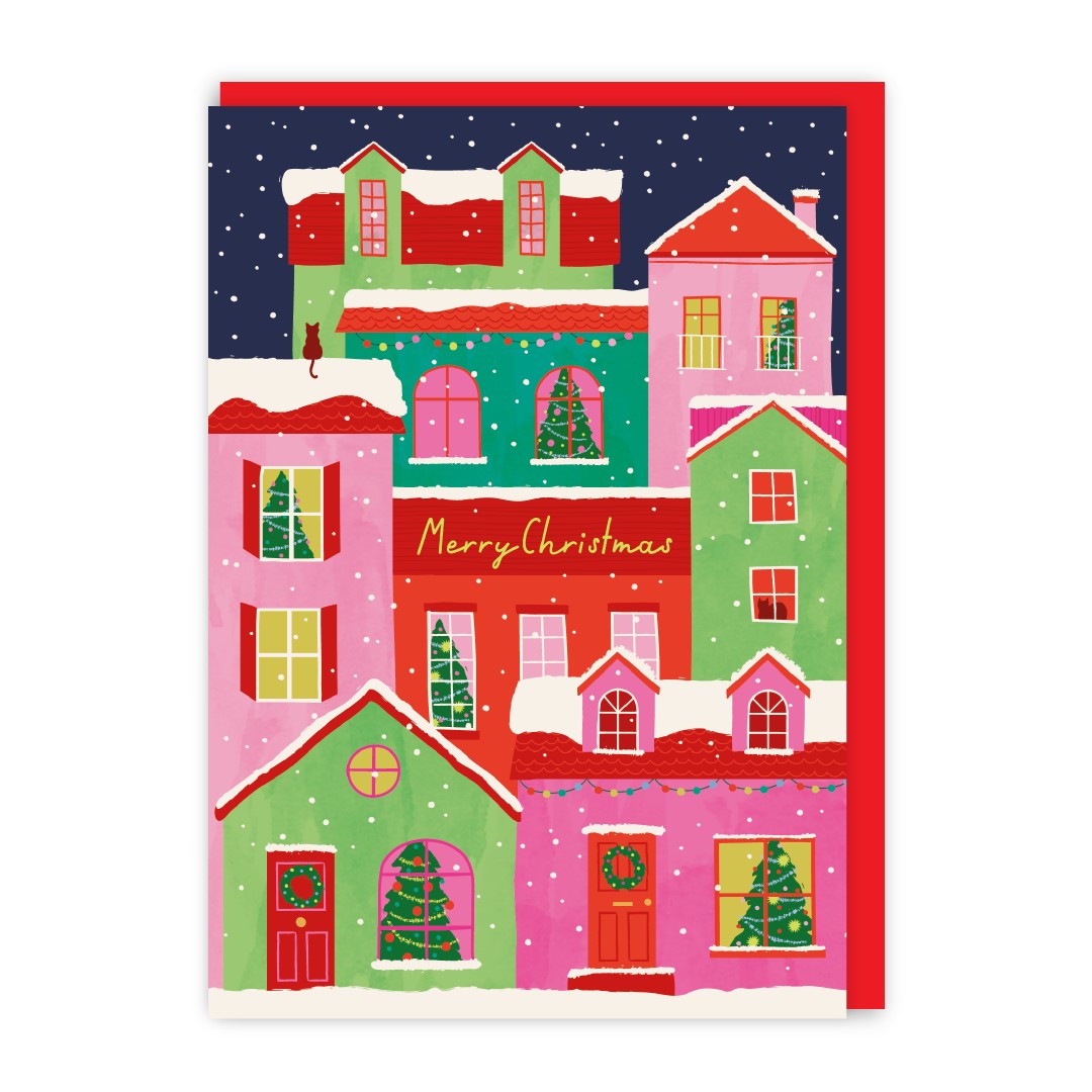 GC446-In Real Life-Snowy Rooftops-Xmas Card-Cosy Christmas