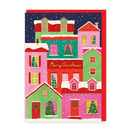 GC446-In Real Life-Snowy Rooftops-Xmas Card-Cosy Christmas