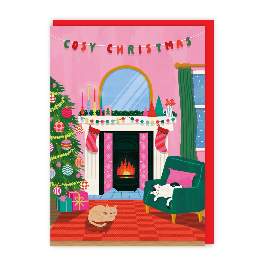 GC447-In Real Life-Cosy Fireplace-Xmas Card-Cosy Christmas