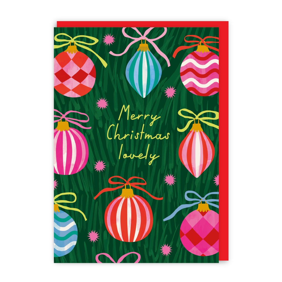 GC451-In Real Life-Lovely Baubles-Xmas Card-Cosy Christmas