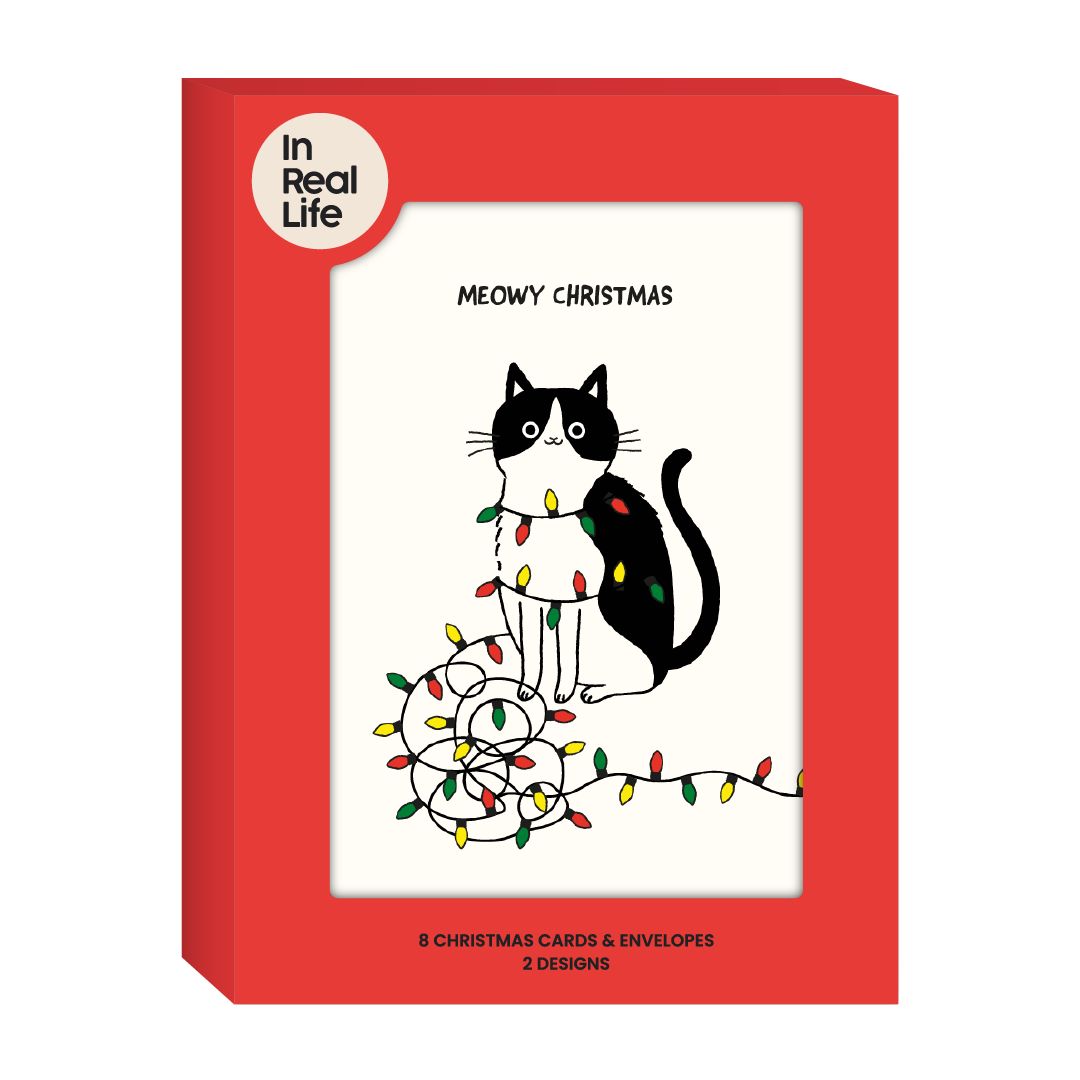 GC466-In Real Life-Cat People 8Pk-Xmas Card Pack-8 Px 2 Designs