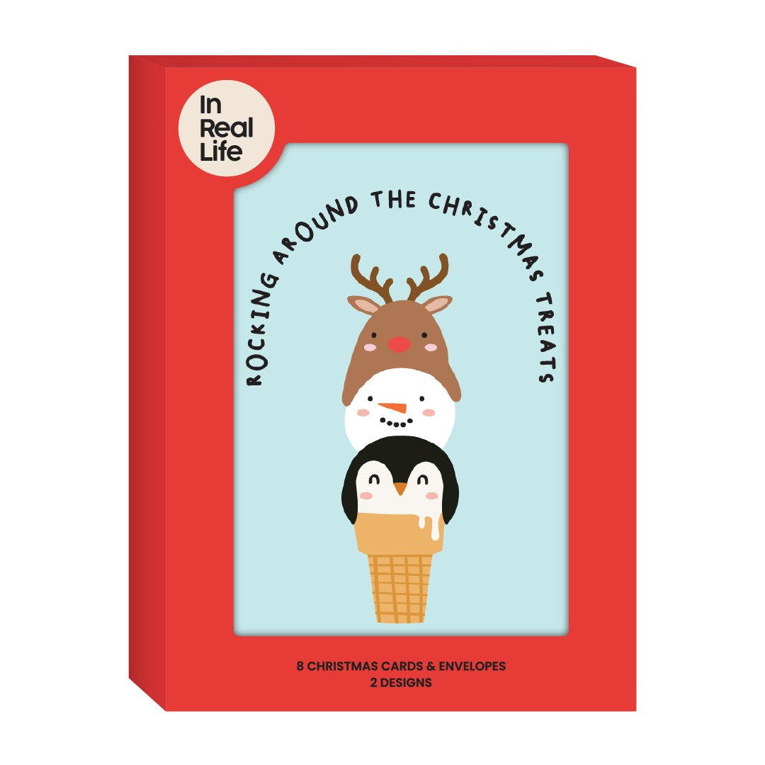 GC470-In Real Life-Cute Foods 8Pk-Xmas Card Pack-8 Px 2 Designs