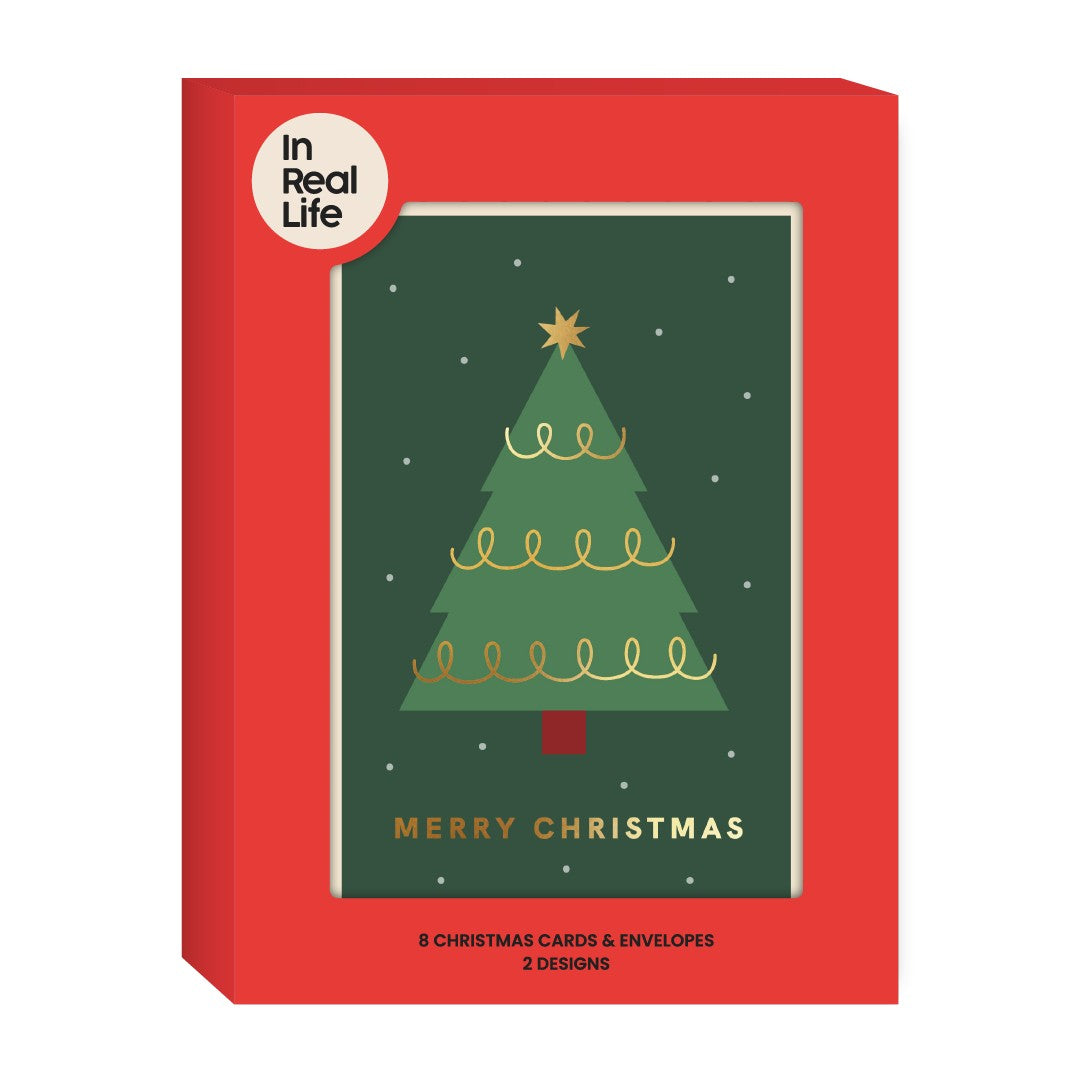 GC471-In Real Life-Merry Mail 8Pk-Xmas Card Pack-8 Px 2 Designs