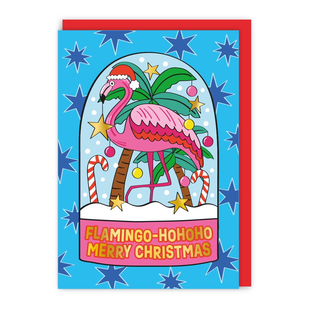GC474-In Real Life-Flamingo Christmas-Xmas Card-Merry Kitschmas