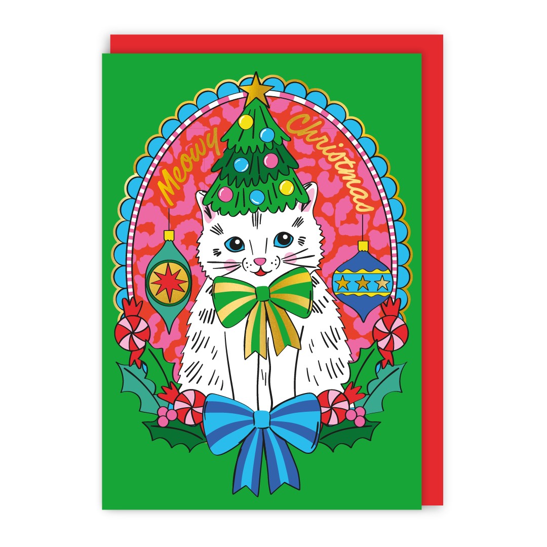 GC475-In Real Life-Meowy Christmas-Xmas Card-Merry Kitschmas