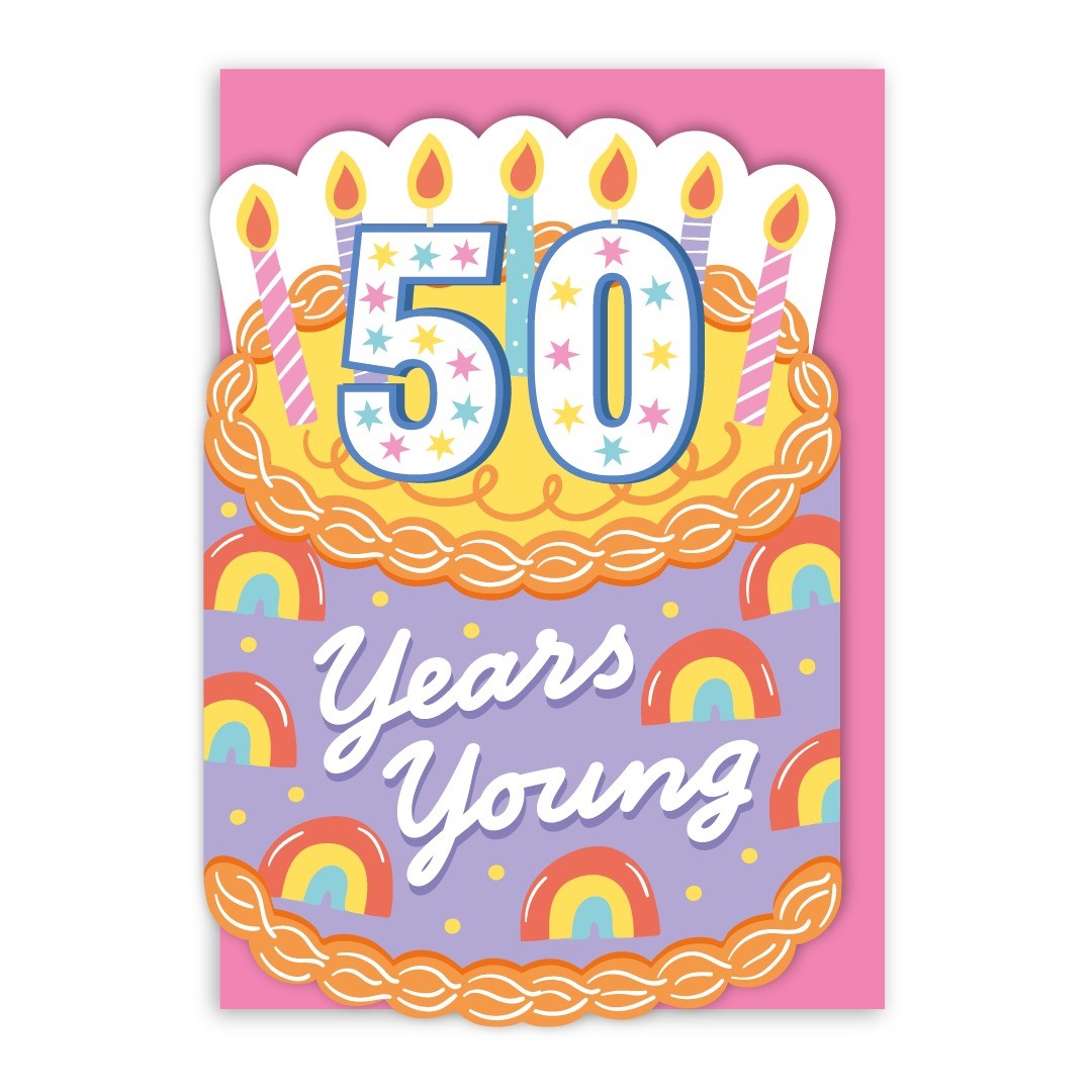 GC551-In Real Life-50 Years Young-Card-Happy Cake Day!