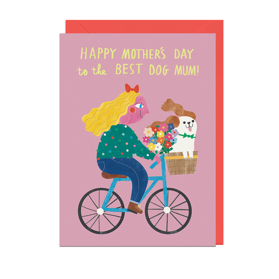 AM109-Jolly Awesome-Happy Mother'S Day Best Dog Mum Poppy Red Envelope-Card-Am109