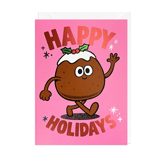 ANT131FOIL-Jolly Awesome-Happy Holidays Pudding-Xmas Card-