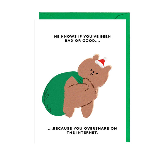 BGB232-Jolly Awesome-Santa Overshare-Xmas Card-Bearly Getting By