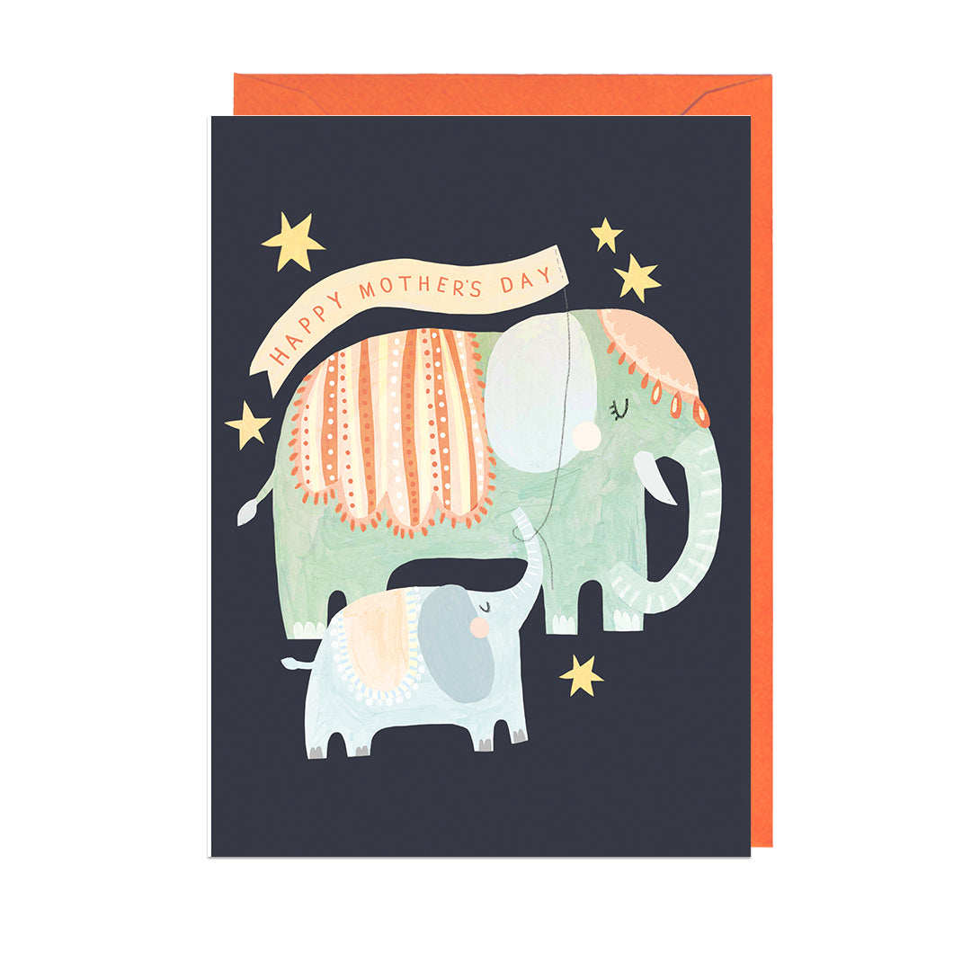 DO237-Jolly Awesome-Happy Mothers Day Elephant - Orange Envelope-Card-Do237