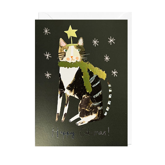 DO295FOIL-Jolly Awesome-Happy Cat-Mas-Xmas Card-Darcie Olley