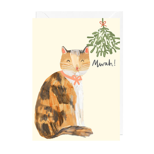 DO302-Jolly Awesome-Mistletoe Cat-Xmas Card-Darcie Olley