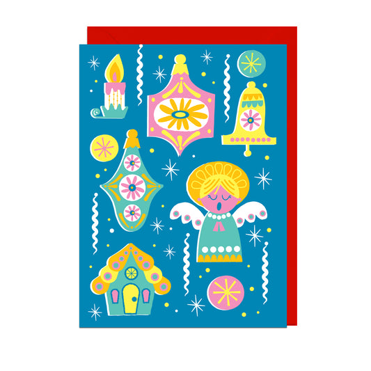 EM105-Jolly Awesome-Angel Christmas Baubles-Xmas Card-
