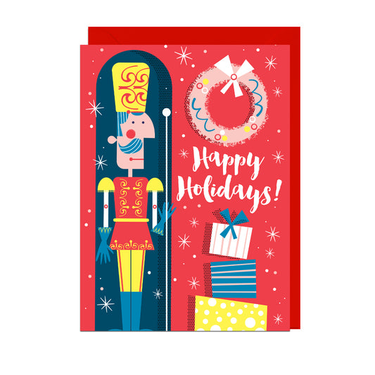 EM110-Jolly Awesome-Happy Holidays Nutcracker-Xmas Card-