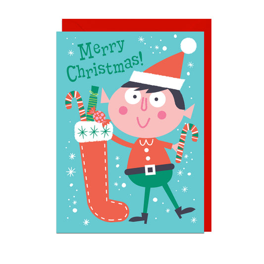 EM111-Jolly Awesome-Merry Christmas Elf-Xmas Card-