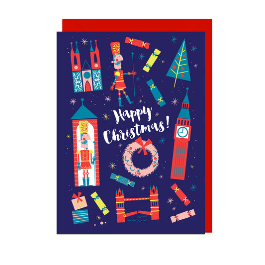 EM113-Jolly Awesome-Happy Christmas London Nutcracker-Xmas Card-