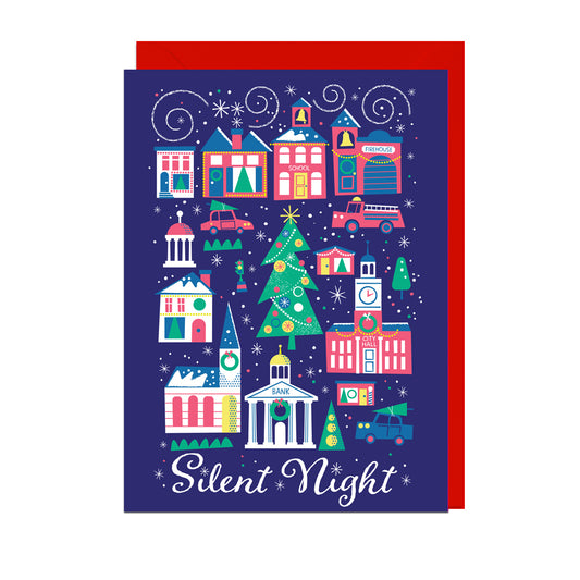 EM115-Jolly Awesome-Silent Night Town-Xmas Card-