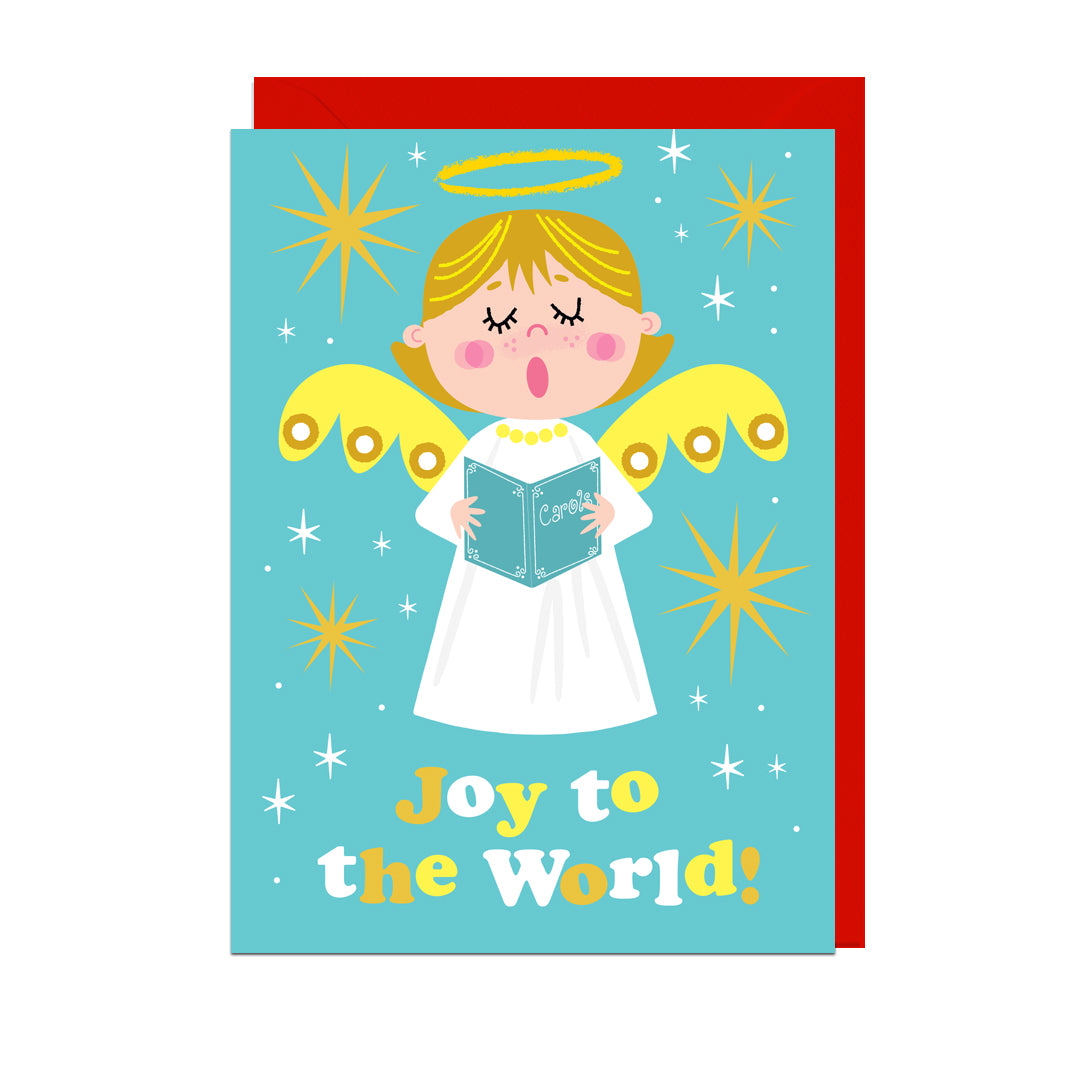 EM120-Jolly Awesome-Joy Angel Carol Singing-Xmas Card-